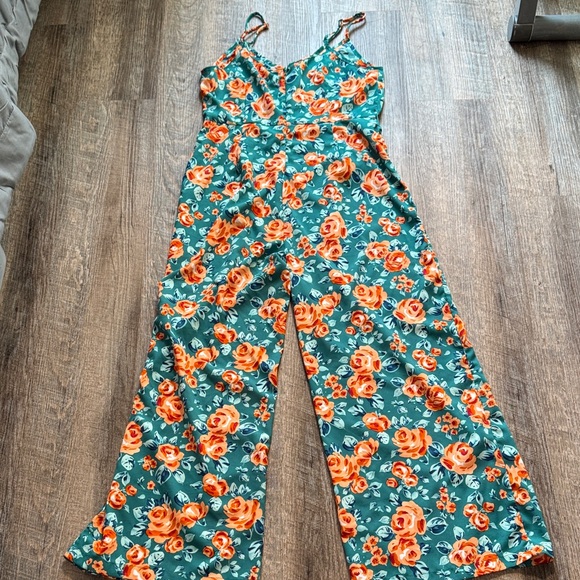 SHEIN Floral Jumpsuit in Teal and Orange - Picture 7 of 12
